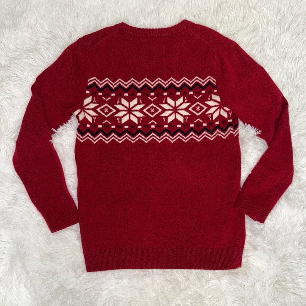 Old Navy Red Fair Isle Holiday Sweater Youth XL 14–16 Winter Knit Christmas - Picture 2 of 4